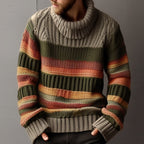 European And American Turtleneck Sweater Autumn And Winter Lapel Color Matching Knitted Pi-Mart