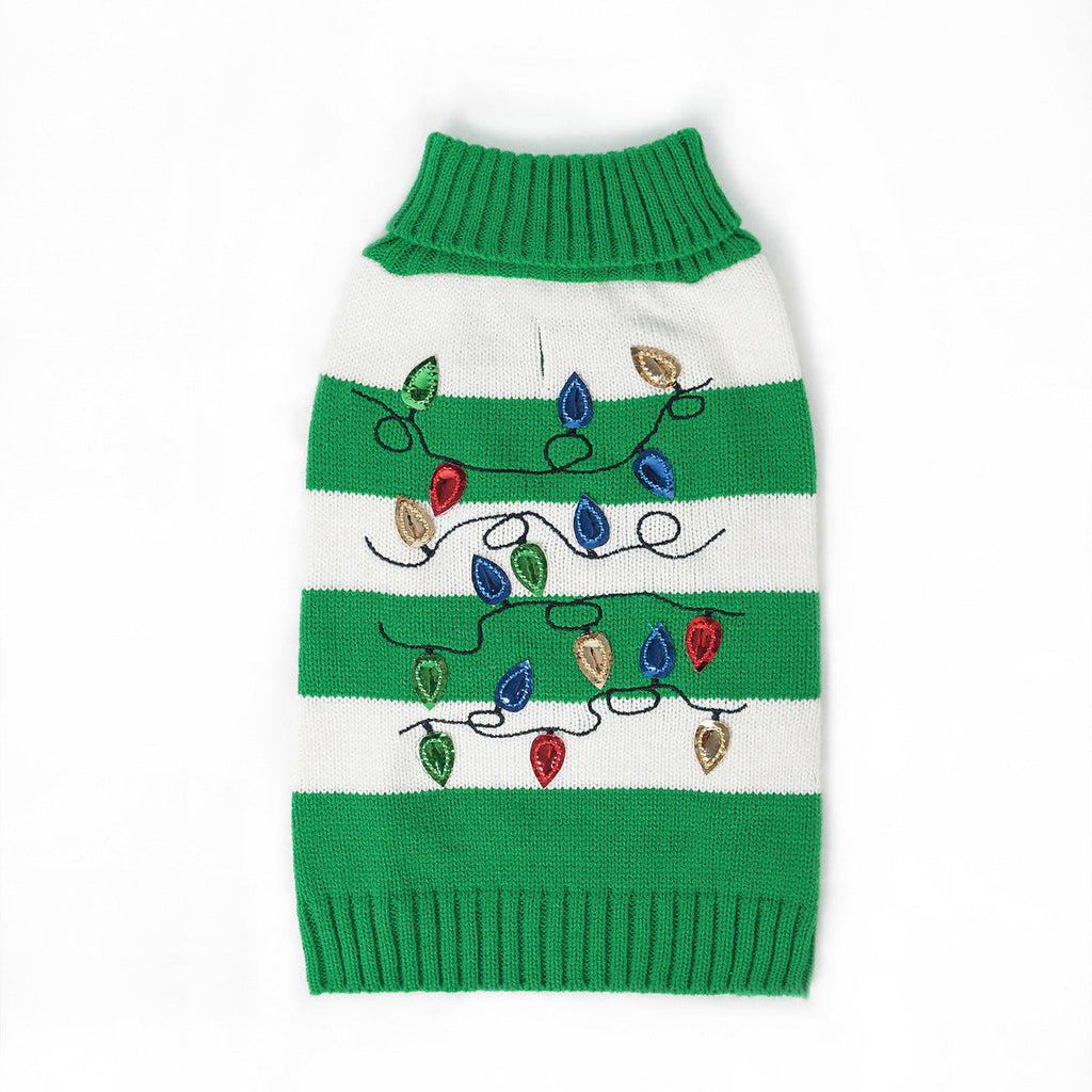 Pet Striped Christmas Lantern Turtleneck Sweater Pi-Mart
