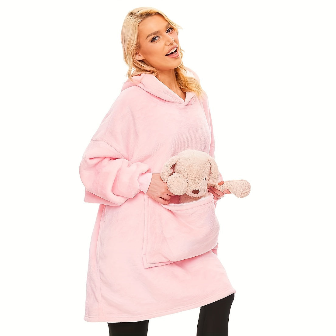 1pc, Soft And Comfortable Large Pocket Hooded Blanket, Exquisite Design, Warm Wearable Blanket For Sofa Living Room Bed Indoor And Outdoor