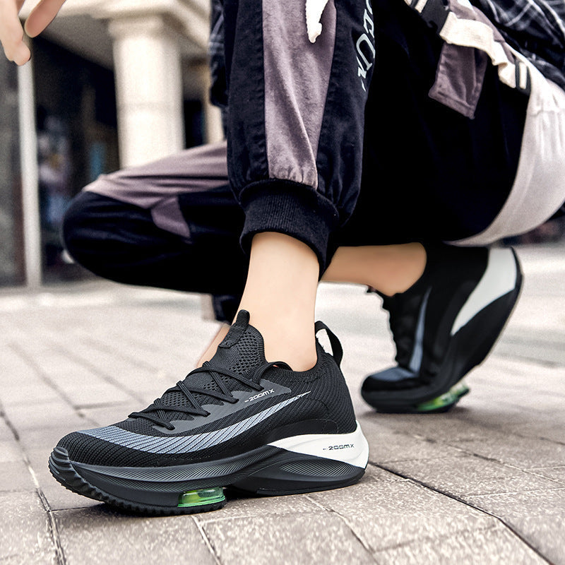 Air Cushion Sports Shoes Men Personalized Fashion Breathable Lace Up Knit Sneakers Casual Outdoor Running Walking Shoes Pi-Mart