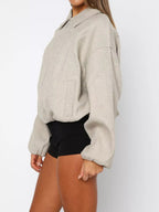 Oversized Zip-Up Drop Shoulder Jacket THRIXINE