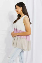 Lavender Color Block Baby doll Top - Sunset Design | Femstylo