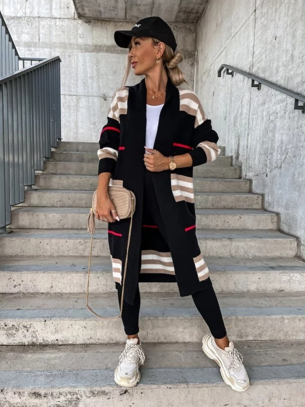 Women Stripe Sweater Casual Wear Pi-Mart