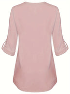 Women's Long Sleeved Simple And Versatile Casual Pearl Button Shirt - SJB-DIAMOND ELITES