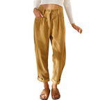 Women's High Waist Pure Color Corduroy Casual Pants Pi-Mart