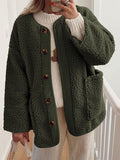 Modern Cozy Women Luxuriously Cozy Contrast Button Up Sherpa Jacket with Pockets For Fall & Winter Stevvex
