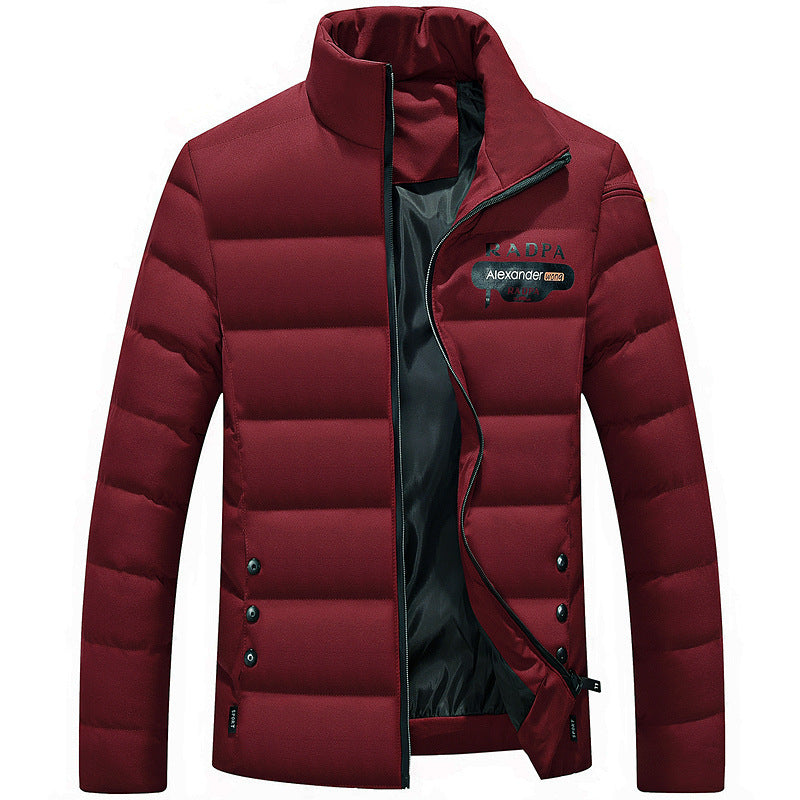 Thick Padded Jacket Stand Up Collar For Slim Fit And Warmth