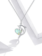 Heart-shaped Aussie Treasure Combined With A Dolphin Necklace Pi-Mart
