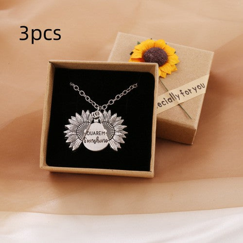 You Are My Sunshine Sunflower Necklace Women Men Pi-Mart