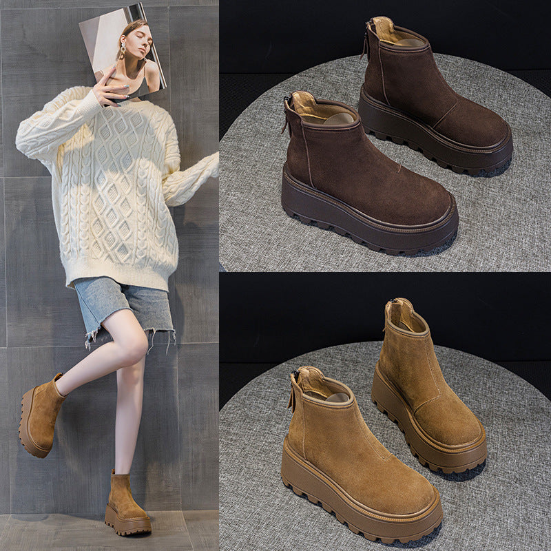 Short Leather Warm Women's Shoes Pi-Mart