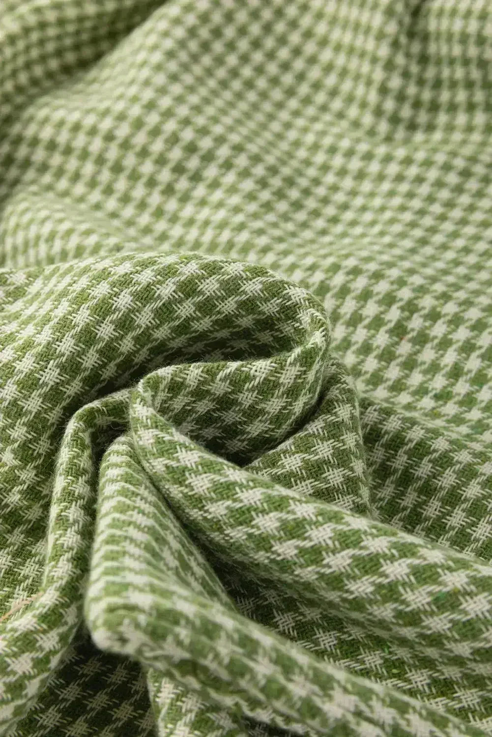 Green Gingham Wide Leg Pockets Loose Overall