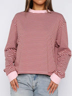 Striped Oversized Round Neck Sweatshirt