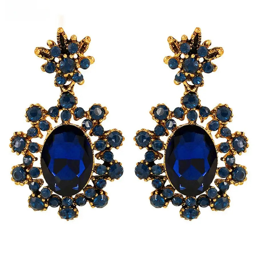 European And American Fashion Cool Vintage Sapphire Stud Earrings Lootquake LLC