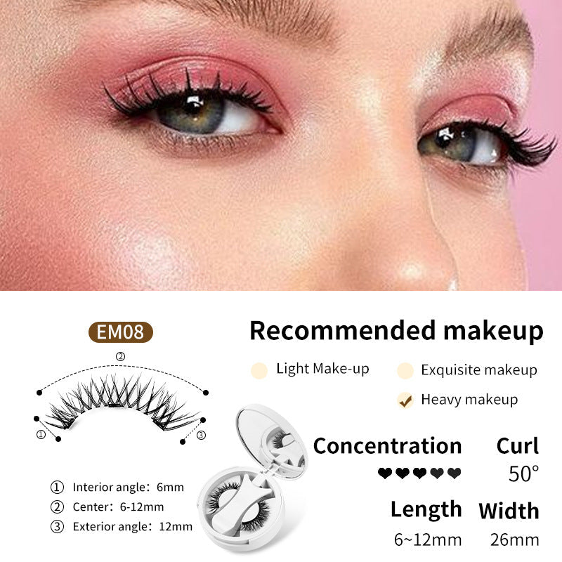 Magnetic False Eyelashes Integrated Storage Box Glue-free Magnet False Eyelashes Natural Makeup Tools With Applicater Pi-Mart