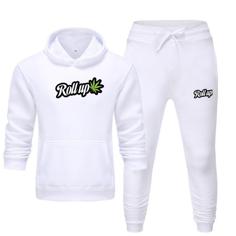Fashion Letter Print Hooded Sweatshirt Set