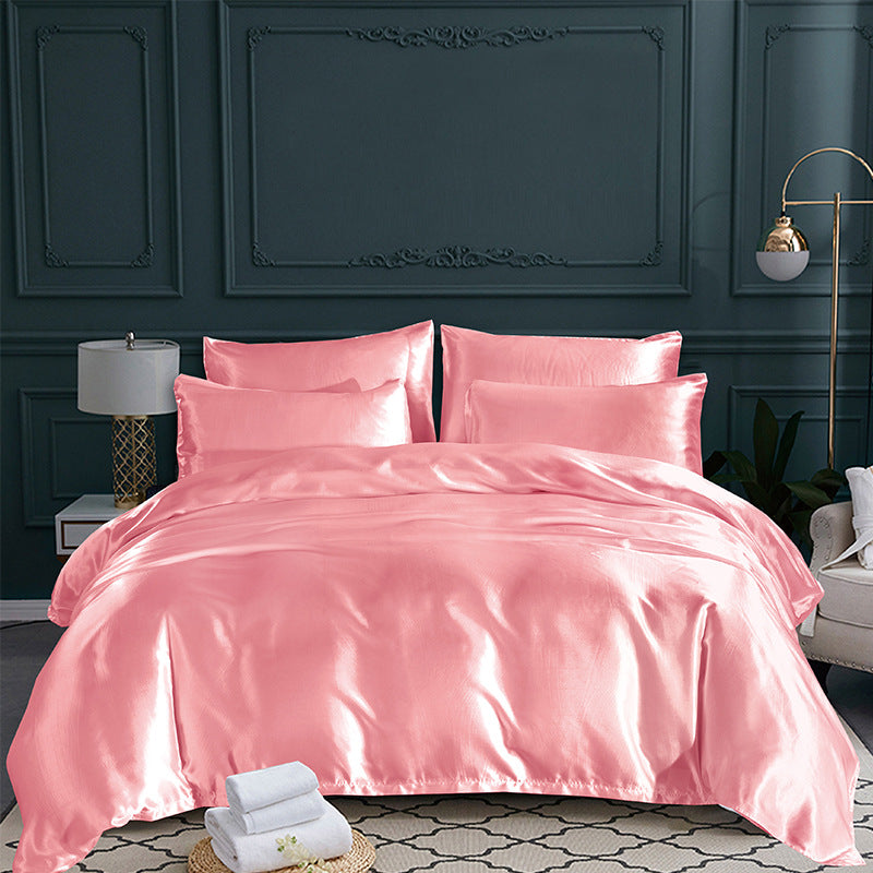 Satin Home Textile Quilt Cover Pillowcase Three-piece Set Pi-Mart