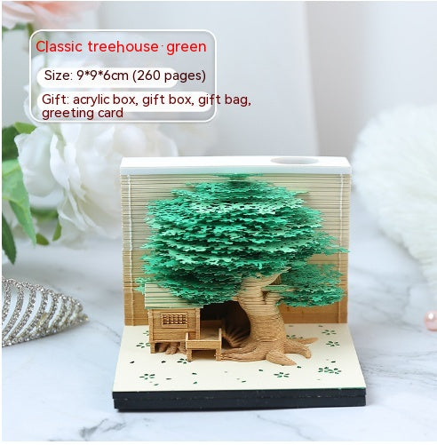 Tree House Paper Carving Notepad Creative Weekly Calendar Earth Calendar