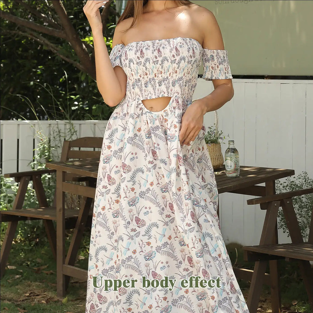 Women's Off Shoulder Strapless Floral Dress - SJB-DIAMOND ELITES