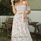 Women's Off Shoulder Strapless Floral Dress - SJB-DIAMOND ELITES