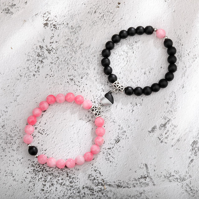 Natural Stone Beads Couple Magnetic Bracelets Pi-Mart