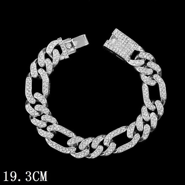 Luxury 12mm Iced Out Cuban Link Chain Bracelet Pi-Mart