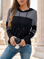 Color Block Drawstring Hoodie Sleeve Lootquake LLC