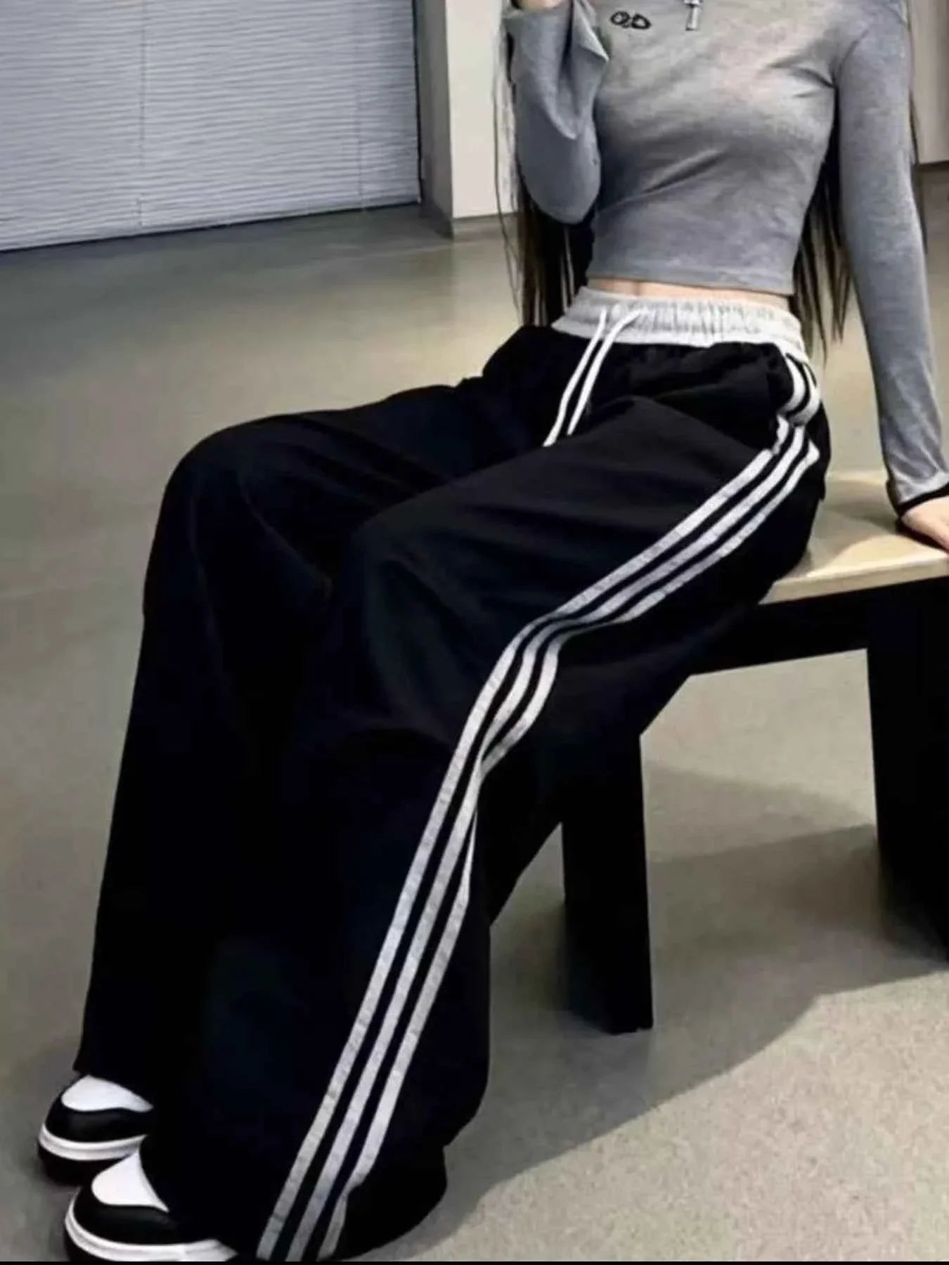 Casual Loose Fit Striped Pants THRIXINE
