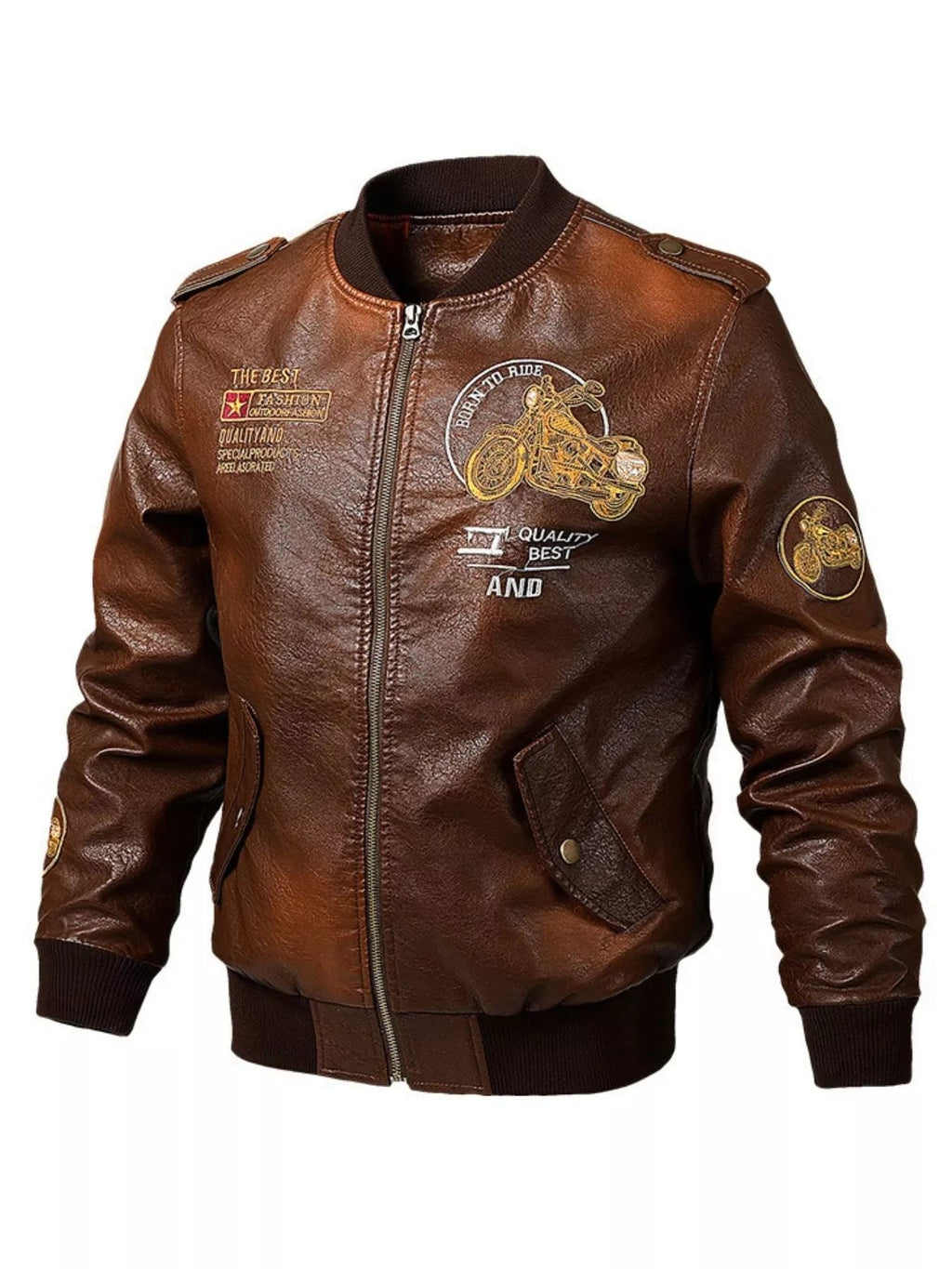 Men's Plus Size Zip Up Leather Jacket THRIXINE