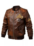 Men's Plus Size Zip Up Leather Jacket THRIXINE