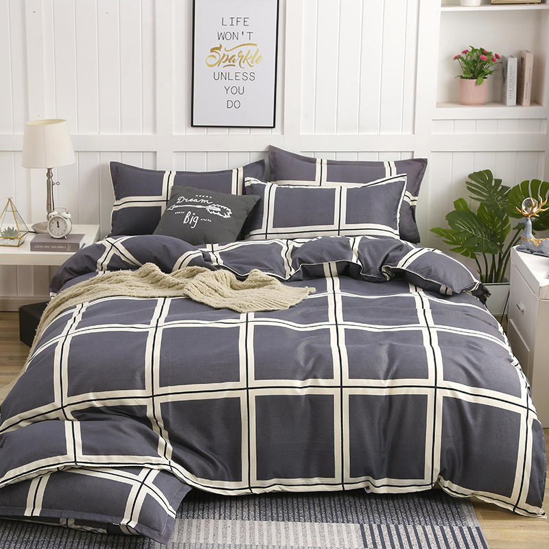 Simple Cotton Sanding Four-piece Set Thickening Small Bed Quilt Cover Pi-Mart