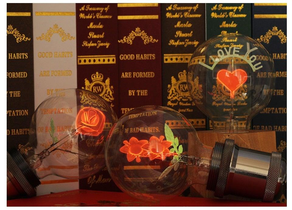 Edison Bulb Indoor Night Light Rose  Flower  Holiday Christmas Wedding Decor Bulbs High Brightness Daylight White Antique LED Filament Bulbs For Home Decor Party Stevvex