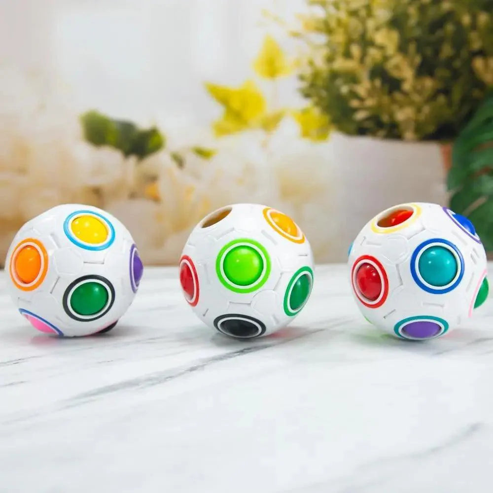 Educational Small Antistress Cube Rainbow Ball Puzzles Magic Stress Reliever Football Learning Fun Toys For Children And Adult Stevvex