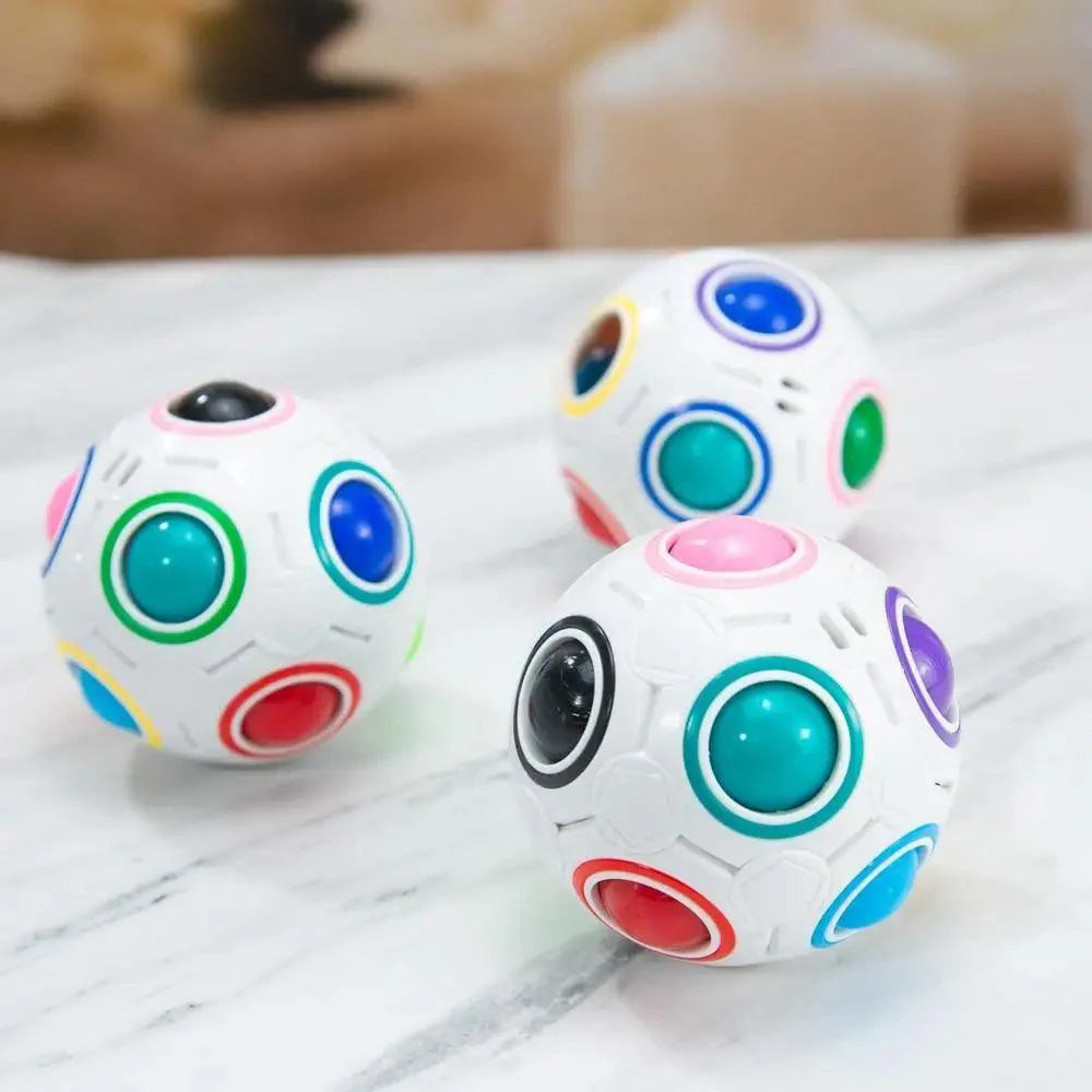 Educational Small Antistress Cube Rainbow Ball Puzzles Magic Stress Reliever Football Learning Fun Toys For Children And Adult Stevvex
