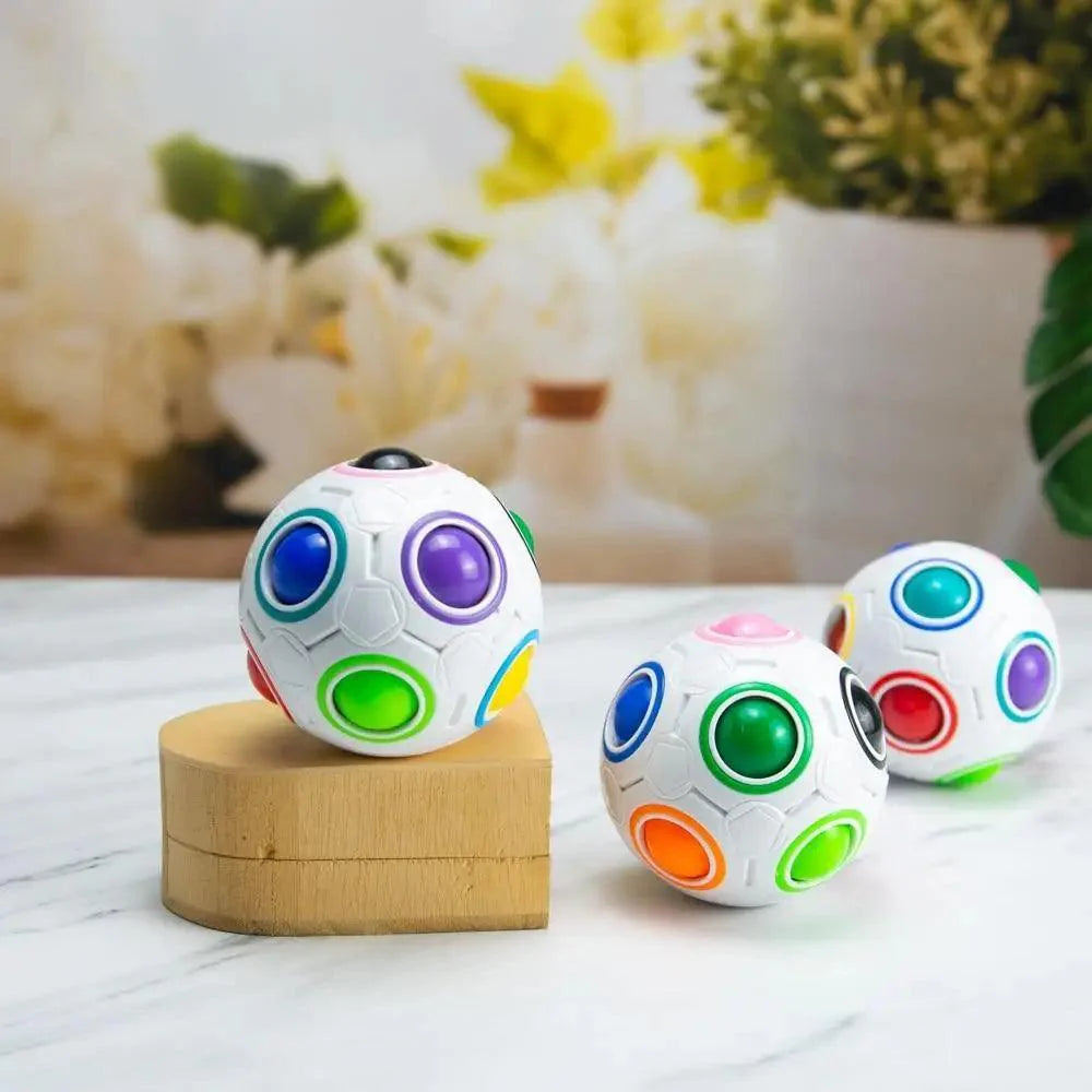 Educational Small Antistress Cube Rainbow Ball Puzzles Magic Stress Reliever Football Learning Fun Toys For Children And Adult Stevvex
