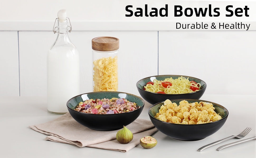 Creative Western  Kiln Change Peacock Green Bowl 30oz Bowl Set Of 4 For Cereal, Salad, Pasta, Soup, Dessert, Serving Dishwasher, Microwave And Oven Pi-Mart