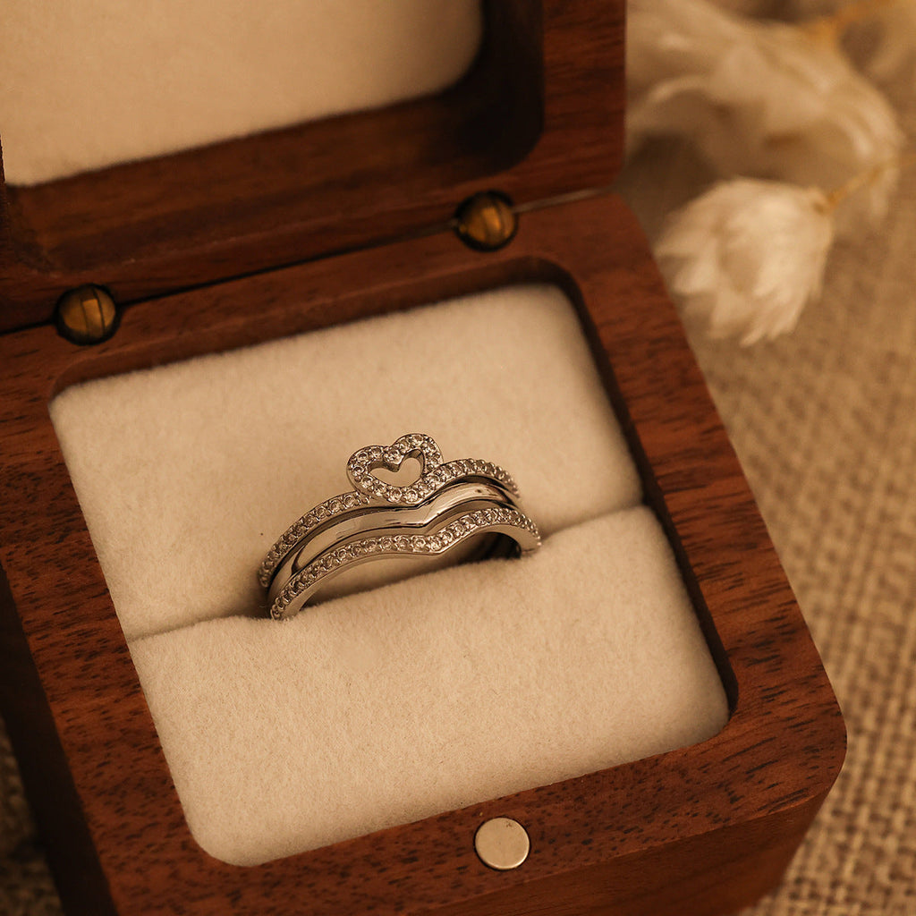 Jewelry Shining Love Wish Bone Stacking Ring Pi-Mart