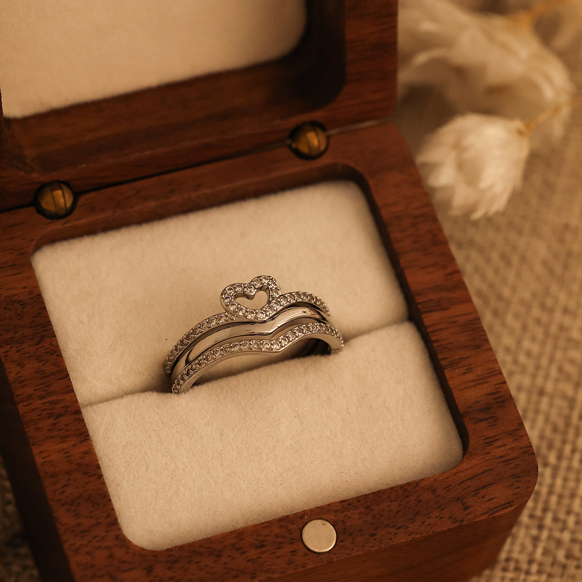 Jewelry Shining Love Wish Bone Stacking Ring Pi-Mart