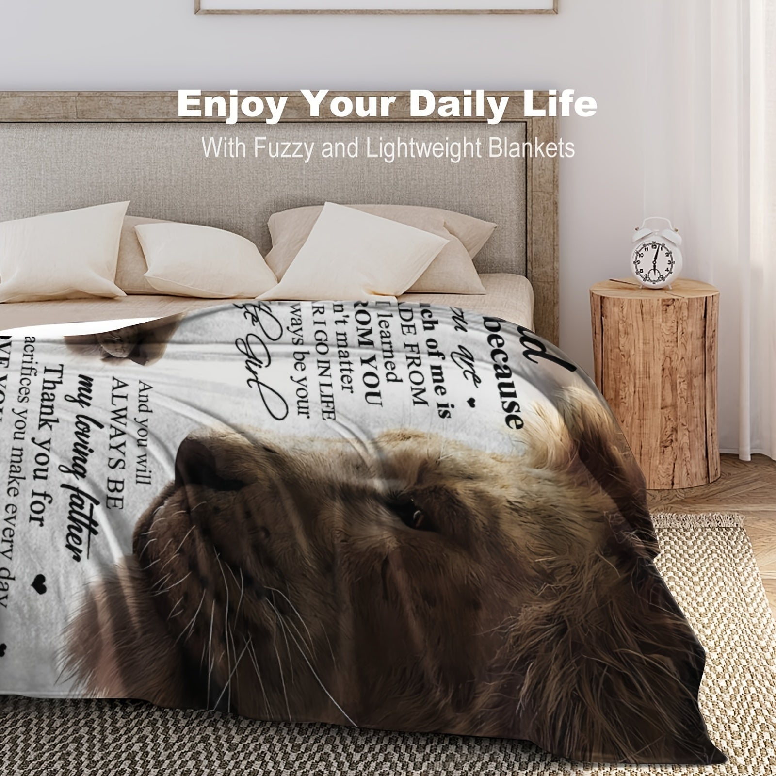 1pc Cozy Flannel Blanket -TO MY DAD, My Loving Father, Your Daughter All-Season Softness For Car, Sofa, Couch, Office, Camping, Bed, Travel, And Living Room, Gifts For Friends, Besties, Sisters, Family, Birthday Day Graduatio