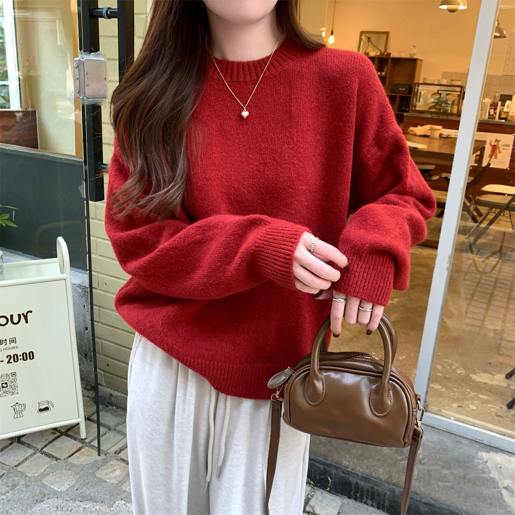 Korean Style Soft Glutinous Loose Candy Color Sweater Pi-Mart