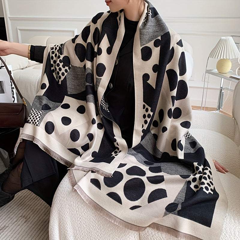 Stylish Polka Dot Jacquard Scarf Imitation Cashmere Soft Warm Short Beard Shawl Autumn Winter Windproof Coldproof Blanket Scarf Lootquake LLC