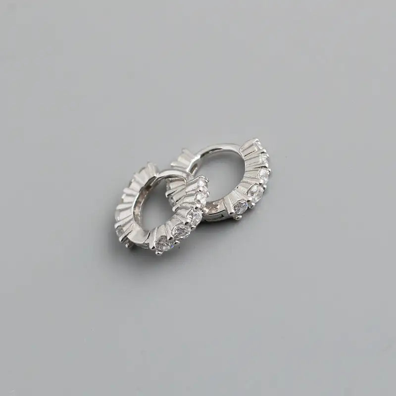 Circle-shaped Diamond Colorful Crystals Opal Zircon S925 Sterling Silver Earrings Lootquake LLC
