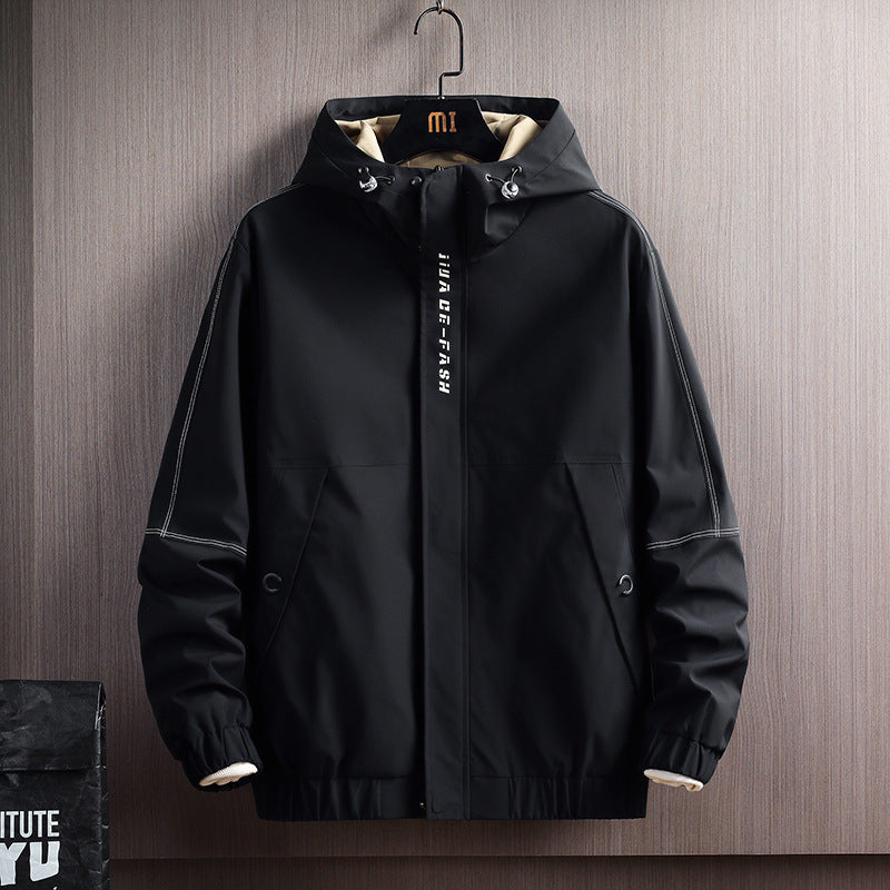 Spring And Autumn Men's Jacket Student Autumn Workwear Jacket Hooded Pi-Mart