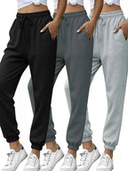 3 Piece Drawstring Joggers with Pockets THRIXINE