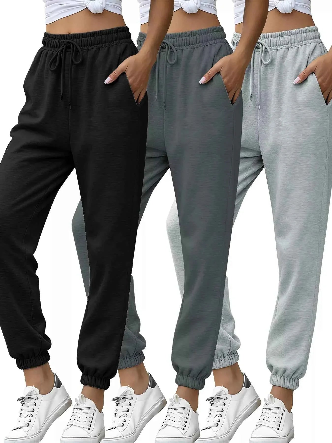 3 Piece Drawstring Joggers with Pockets THRIXINE
