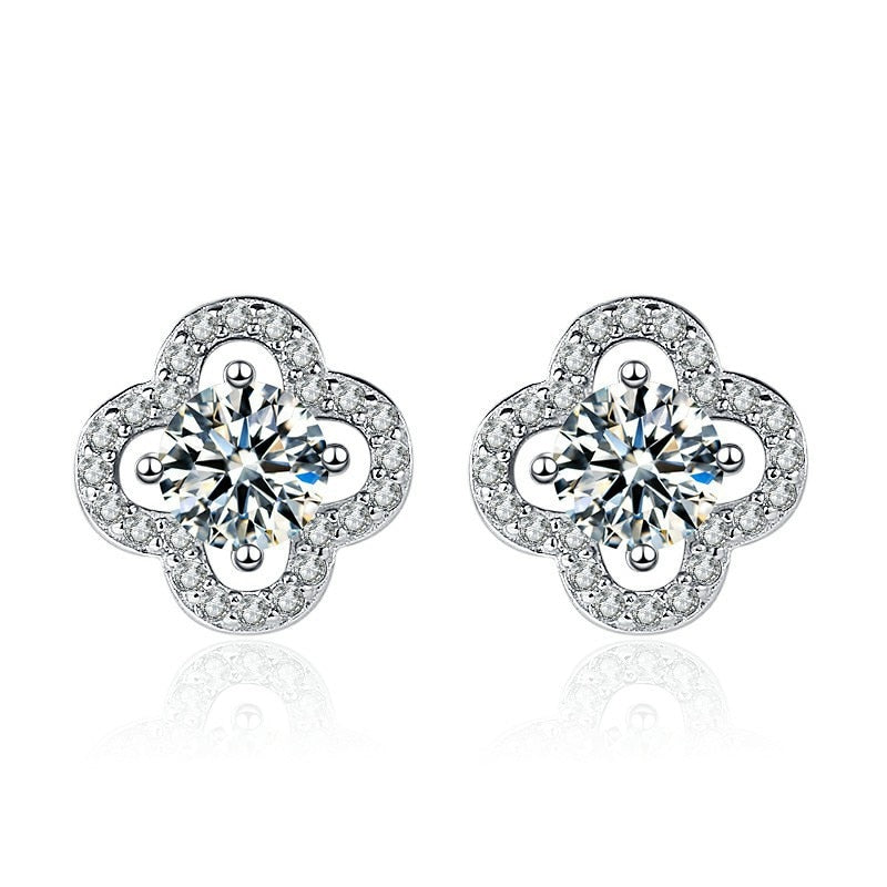 Four Leaf Clover Moissanite Stud Earrings Pi-Mart