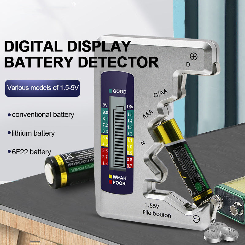 Universal Digital Battery Tester LCD AA AAA 9V 1.5V Button Cell Battery Capacity Check Detector Capacitance Diagnostic Tool Pi-Mart