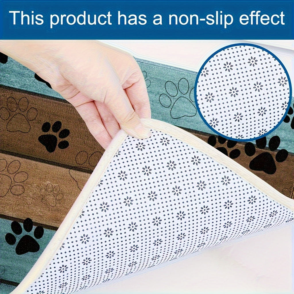 1pc Ultra-Absorbent Dog Paw Prints Doormat - Stylish Entrance Rug for Muddy Paws, Quick Drying, Non-slip Sleeping Blanket, Perfect for Busy Pet Homes Lootquake LLC