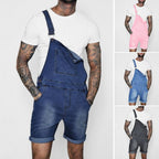 Pink Denim Overall Shorts for Men - Plus Size Summer Wear