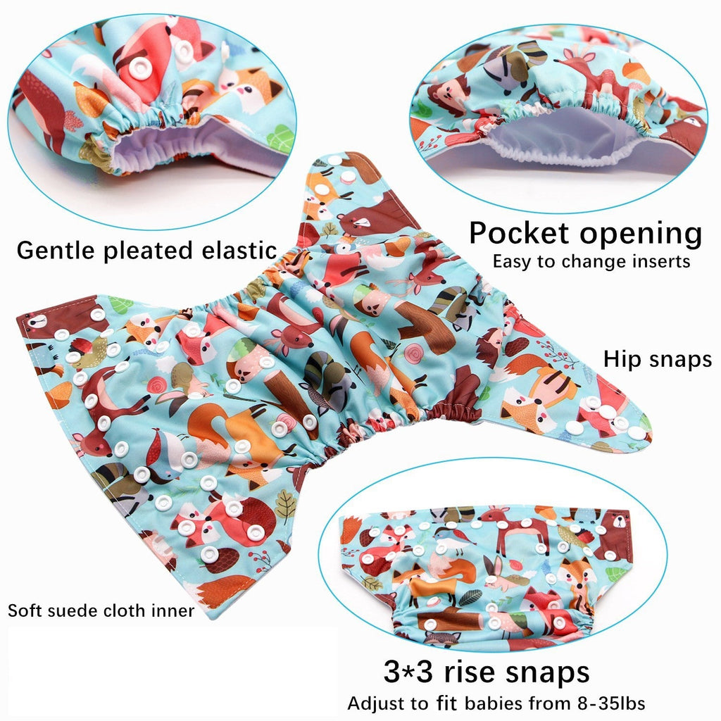Cute Cartoon Printed Baby Cloth Diapers Pi-Mart