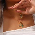 Fashion Tarot Necklace With Rhinestones Diamond Set Pendant Stainless Steel Rectangular Drip Necklace Jewelry Pi-Mart